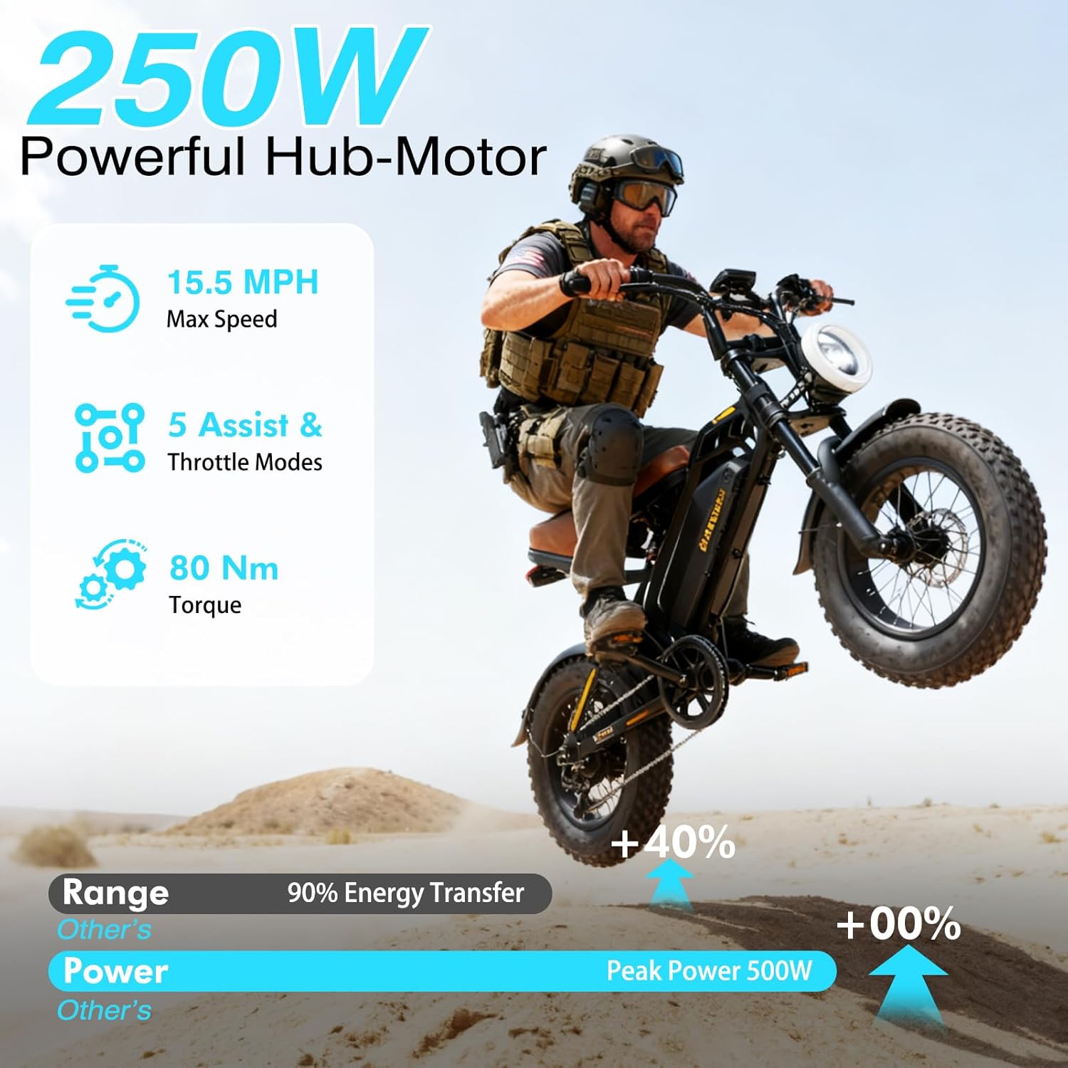16" Fat Tyre Electric Bike for Adults, 48V 13.5Ah Removable Battery, 250W Motor, Dual Suspension E-Bike with LCD Display