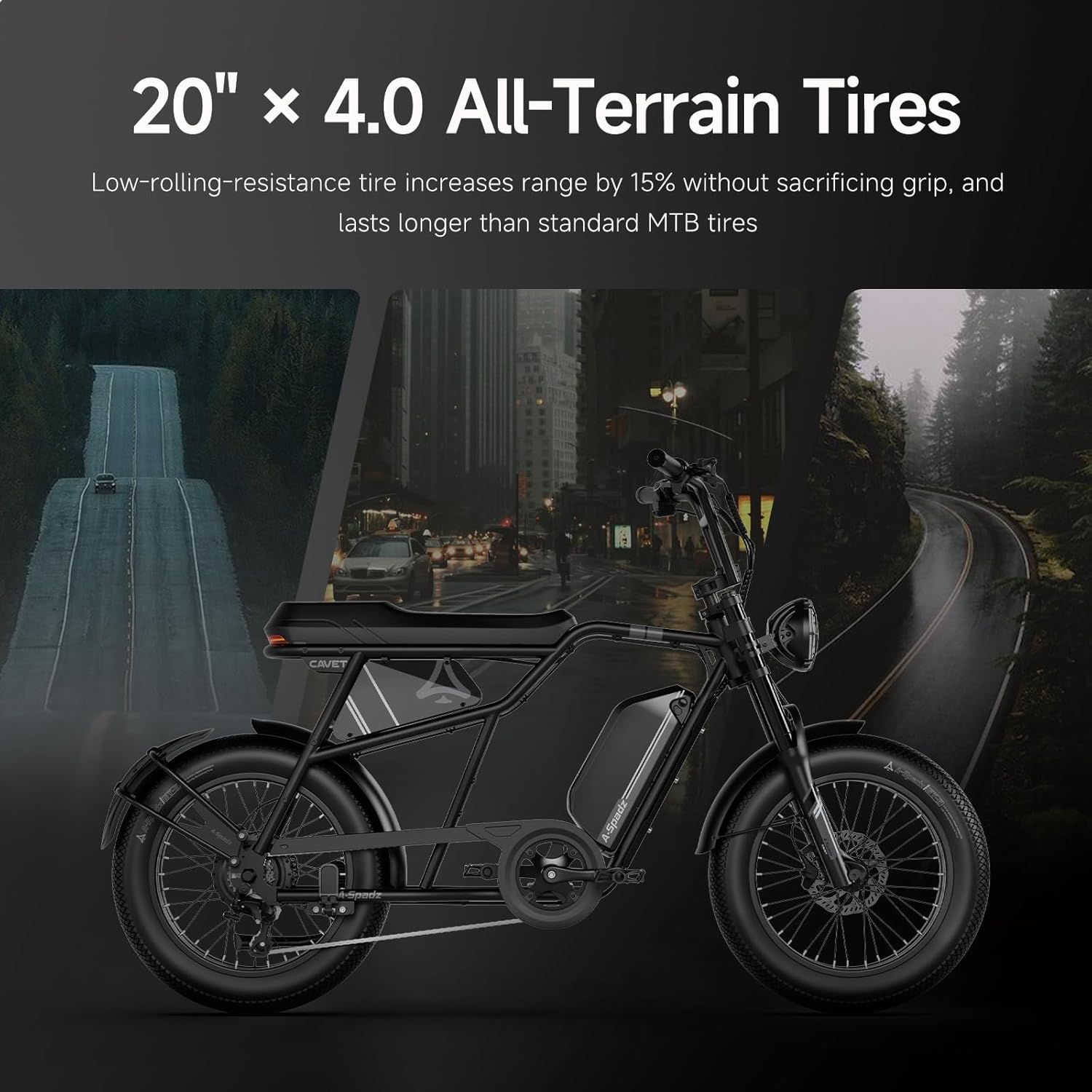 20" Fat Tyre Electric Bike for Adults, 48V 15.6Ah Battery, 250W Motor, 7-Speed E-Bike with Dual Suspension