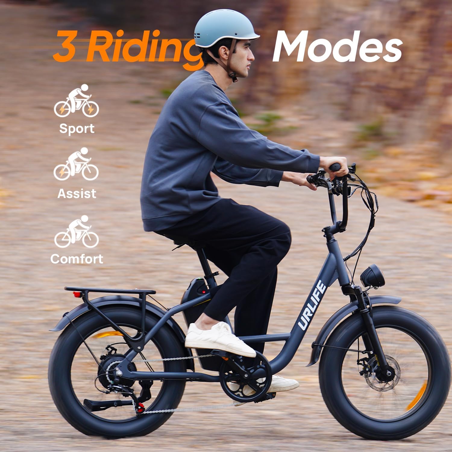 20" Fat Tyre Electric Bike for Adults, Removable Battery, 7-Speed E-Bike with Colour LCD Display, Mountain